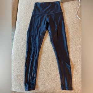 Navy Metallic Workout Leggings
